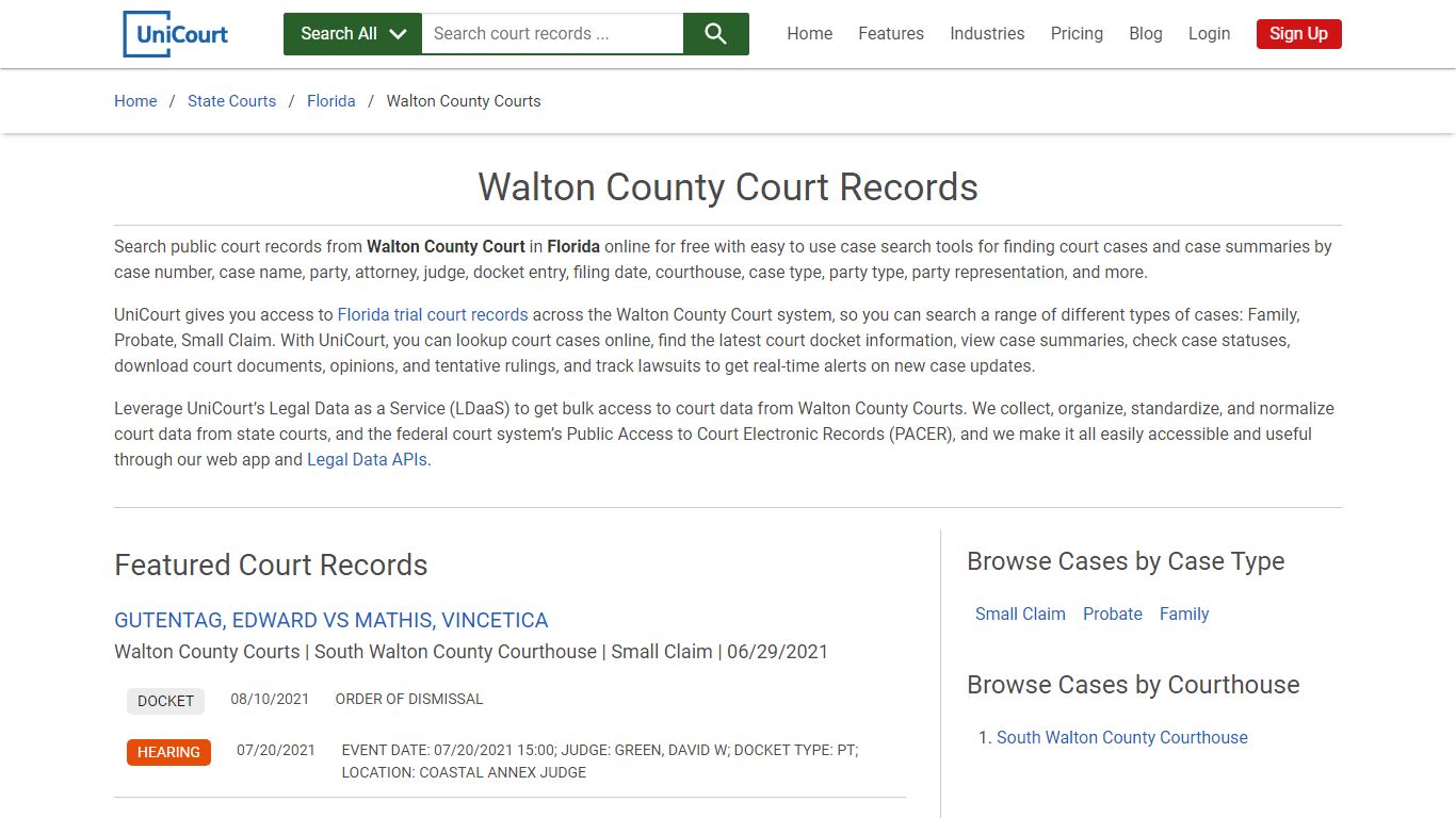 Walton County Court Records | Florida | UniCourt