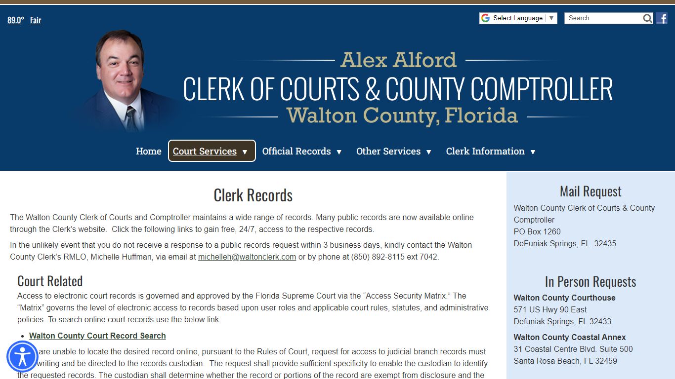 Court Records Request - Walton County Clerk of Courts & Comptroller